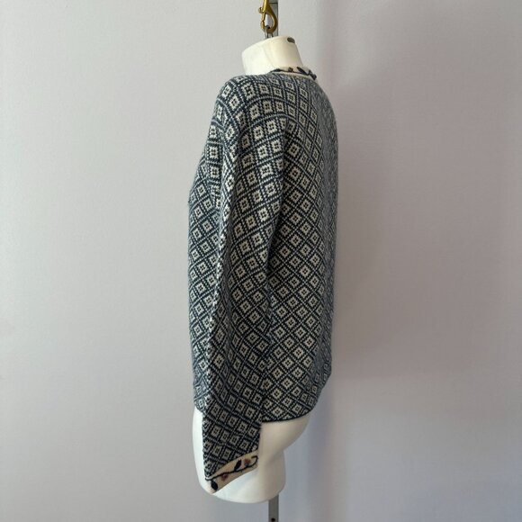Alpaca Imports Womens Blue Fair Isle Pullover Sweater Wool Blend Floral Small - Picture 4 of 6